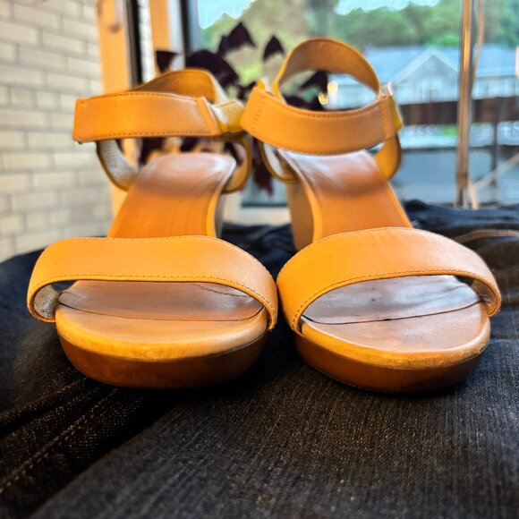 Camper Yellow and Cream Wedge Sandals - Picture 14 of 16